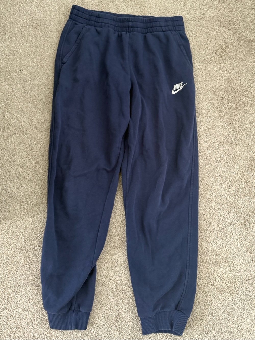 Nike Navy Sweat Joggers with White Logo - Kids
